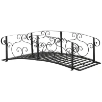 Outsunny 184cm Metal Arch Garden Garden Bridge, Safety Siderails, Arc Footbridge for Garden Creek, Stream, Pond, Black(m-10)