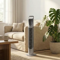 HOMCOM Tower Fan Oscillating 3 Speeds 3 Winds 40W w/ RC Timer Quiet - White(m-9)