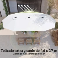 Outsunny Guarda-Sol Duplo de Jardim 46x26 m com Manivela Manual Proteção UV50+ Capa Resistente à Água Branco(m-4)