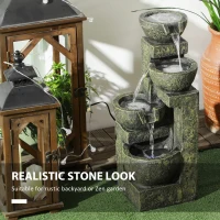 Outsunny Fontanna ogrodowa, regulowany strumień, dekoracyjna fontanna(m-4)