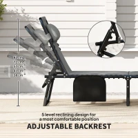 Outsunny Leżak ogrodowy składany z poduszką i kieszenią boczną(m-4)