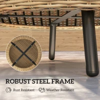 Stolik kawowy z polirattanu, okrągły, szklany, brązowy(m-5)