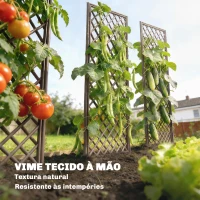 Outsunny Conjunto de 3 Treliças de Jardim em Vime Suportes para Plantas Trepadeiras com Topo Plano 43x112 cm Marrom(m-6)