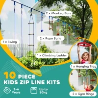 Tor przeszkód Ninja dla dzieci, 10m, niebieska slackline(m-4)