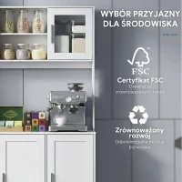 HOMCOM Szafka kuchenna, Design skandynawski, 4 szafki, Regulowane półki, Drzwi ze szkła, Otwarta przestrzeń, Płyta wiórowa, MDF, Biały(m-17)