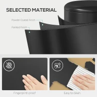 HOMCOM 20-Litrowy Kosz Kuchenny, Odporny na Odciski Palców Metalowy Kosz z Pokrywką Soft-Close, Pedałem Nożnym i Wyjmowanym Wkładem, Czarny(m-6)