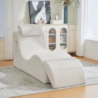 Moderner Freizeit-Sessel mit ergonomischer Rückenlehne, abnehmbarem Sitzkissen und Seitentasche, 160 x 66 x 90 cm, Beige(m-5)