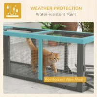 PawHut Outdoor Cat Tunnel, Wooden Play Cat Enclosure, Extendable Pet Run with 3 Doors, for Indoor and Outdoor Use, Grey(m-5)