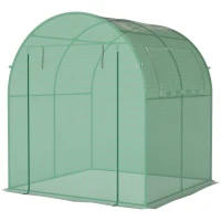 Outsunny Serra da Giardino a Tunnel con Porte e Finestre Avvolgibili in PE Verde, 180x180x200cm(m-10)