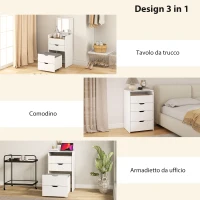 HOMCOM Tavolo da Trucco 3 in 1 con Specchio, Vano, 2 Cassetti e Sgabello, in Legno, 50x40x78 cm, Bianco(m-4)