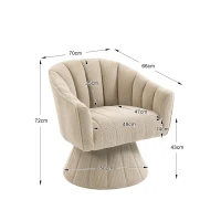 360°-Drehstuhl mit ergonomischer, umschließender Rücken- und Armlehne, 70 x 66 x 72 cm, Khaki(m-3)