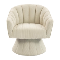 360°-Drehstuhl mit ergonomischer, umschließender Rücken- und Armlehne, 70 x 66 x 72 cm, Beige
