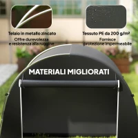 Outsunny Tenda Garage per Biciclette e Attrezzi con Ingresso a Cerniera, in PE e Metallo, 245x120x200 cm, Grigio Scuro(m-4)