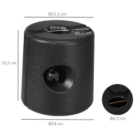Outsunny Conjunto de 4 Pesos para Tendas Dobráveis Suportes Enchivel com 9,5 kg de Água ou 12 kg de Areia  Ø24x25,5 cm Preto(m-3)