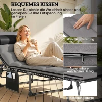 Outsunny Draagbare ligstoel met 5-voudig verstelbare rugleuning, gewatteerd matras en hoofdsteun(m-5)