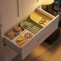 HOMCOM Szafka kuchenna Bufet z 2 drzwiami, 8 półkami drzwiowymi, 2 szufladami, Wysoki szafka z regulowanymi półkami, Nowoczesny schowek na zapasy do salonu, Biały, 60 x 40 x 159 cm(m-9)