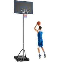 SPORTNOW Canestro basket regolabile con ruote e base zavorrabile, 1,35-3,05 m, Blu(m-8)