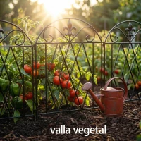 Outsunny Set de 4 Vallas Metálicas de Jardín con Diseño Arqueado, 125x56 cm, Negro(m-7)