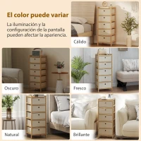 HOMCOM Cómoda con 5 Cajones de Tela Estructura de Bambú Cajonera para Espacios Pequeños Crema y Natural(m-9)
