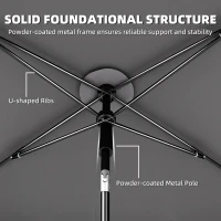 Outsunny Parasol rechthoekige balkonparasol met 3-voudige kanteling en draaimechanisme strandparasol met 8 ribben 183x122x222 cm donkergrijs(m-7)