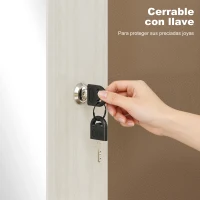 HOMCOM Espejo Joyero con Luz LED Armario Joyero Montado en la Pared o en la Puerta con Cerradura Espejo Entero Blanco(m-5)