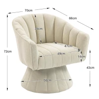 360°-Drehstuhl mit ergonomischer, umschließender Rücken- und Armlehne, 70 x 66 x 72 cm, Beige(m-3)
