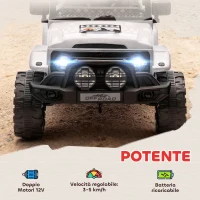 AIYAPLAY Fuoristrada per Bambini con Fanali, Clacson, Cintura e Telecomando, in PP e Metallo, 99x66x68.5 cm, Bianco(m-4)