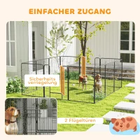PawHut Welpenlaufstall 12-teilig Welpenauslauf faltbar mit 2 Tür 12 Gitterplatten Stahl je 80x100 cm Grau(m-5)