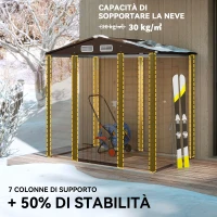 Outsunny Casetta da Giardino in Acciaio con Prese d'Aria e Catenaccio, 1.9x1.3m, Colore Quercia(m-5)