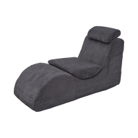 Moderner Freizeit-Sessel mit ergonomischer Rückenlehne, abnehmbarem Sitzkissen und Seitentasche, 160 x 66 x 90 cm, Dunkelgrau