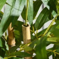 HOMCOM Pianta di Bambu Artificiale Alta 60 cm in Poliestere e PP Verde con Vaso in Cemento Ø15x12.5 cm(m-8)