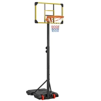 SPORTNOW Canestro Basket per Adulti, Altezza Regolabile 2.1-2.4 m, Ruote e Base Riempibile, Giallo(m-1)