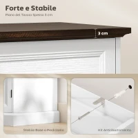 HOMCOM Credenza da Cucina Stile Vintage con 4 Cassetti e 2 Armadietti con Mensole Regolabili, 147x40x87, Legno Bianco(m-6)