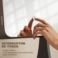 HOMCOM Espelho para Joias com Luzes LED Armário para Joias com Espelho de Corpo Inteiro Ajustável Gaveta Luzes com Desligar Automático Cinzento(m-4)