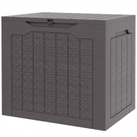 Outsunny Coffre de rangement extérieur 93L avec poignées encastrées, malle de rangement extérieur étanche 56 x 41 x 50 cm, marron