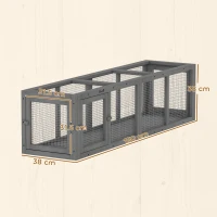 PawHut Outdoor Cat Tunnel, Wooden Play Cat Enclosure, Extendable Pet Run with 3 Doors, for Indoor and Outdoor Use, Grey(m-3)