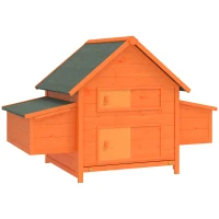 PawHut Gabbia per Galline in Legno con Tetto Impermeabile, Pollaio Prefabbricato da Esterno, 160x98.5x107cm(m-1)