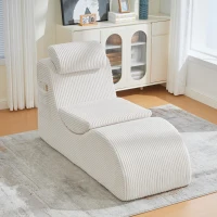 Moderner Freizeit-Sessel mit ergonomischer Rückenlehne, abnehmbarem Sitzkissen und Seitentasche, 160 x 66 x 90 cm, Beige(m-2)