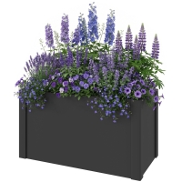 Outsunny Bac surélevé avec fond ouvert, jardinière avec barre de renfort et gants, 102 x 52 x 55 cm, Noir