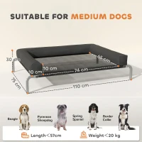 PawHut Elevated Dog Bed with Removable Bolsters, Raised Dog Bed for Medium Breeds, Portable Indoor & Outdoor Pet Cots, Black(m-3)