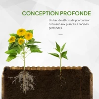 Outsunny Jardinière surélevée en bois, carré potager de jardin pour herbes aromatiques et légumes, 120 x 40 x 40 cm, bois carboni(m-6)