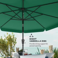 Outsunny 3 m Garden Parasol with Tilt Mechanism & Crank Handle, UPF 30+ Patio Umbrella Outdoor Table Umbrella, Green(m-7)