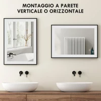 HOMCOM Specchio da Bagno Illuminato a LED con Colore e Temperatura Regolabile e Cornice in Alluminio, 70x3x50 cm, Nero(m-7)