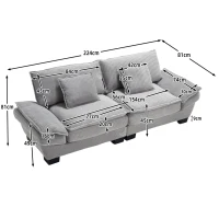 Modernes 2-Sitzer-Stoffsofa, für Wohnzimmer/Schlafzimmer/Büro, 224 x 81 x 81 cm, Hellgrau(m-3)