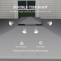 Outsunny 3 x 3(m) Patio Gazebo Canopy Garden Pavilion Tent Shelter Marquee with 2 Tier Roof, Netting and Curtains, Light Grey(m-5)