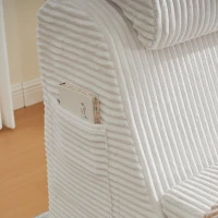 Moderner Freizeit-Sessel mit ergonomischer Rückenlehne, abnehmbarem Sitzkissen und Seitentasche, 160 x 66 x 90 cm, Beige(m-8)