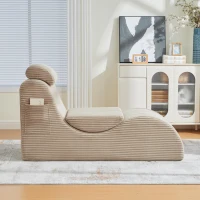 Moderner Freizeit-Sessel mit ergonomischer Rückenlehne, abnehmbarem Sitzkissen und Seitentasche, 160 x 66 x 90 cm, Khaki(m-4)