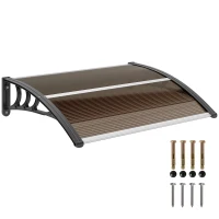 Outsunny Pensilina da Esterni Impermeabile e Anti-UV, in PC, PP e Alluminio, 75x100x23 cm, Marrone e Nero(m-11)