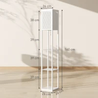 HOMCOM Lampada da Terra 2 in 1 Moderna con 3 Ripiani, Attacco E27, 26 x 26 x 160 cm, Bianco(m-3)