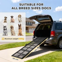 PawHut 191 x 50cm Dog Ramp for Car, Extra Long Pet Stairs with Non-Slip Surface, for Large Dogs, Black(m-3)